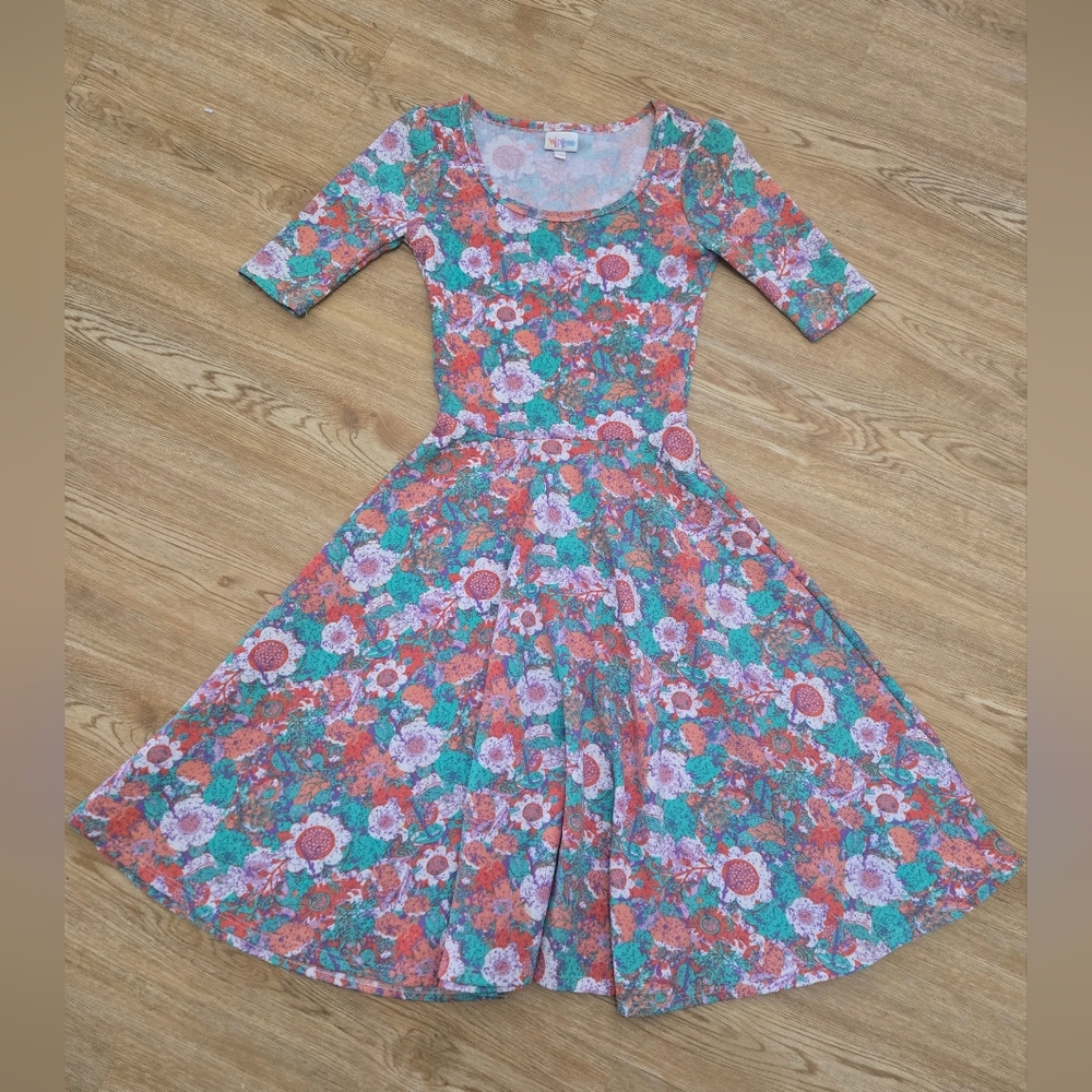LuLaRoe Floral Dress - Pink and White